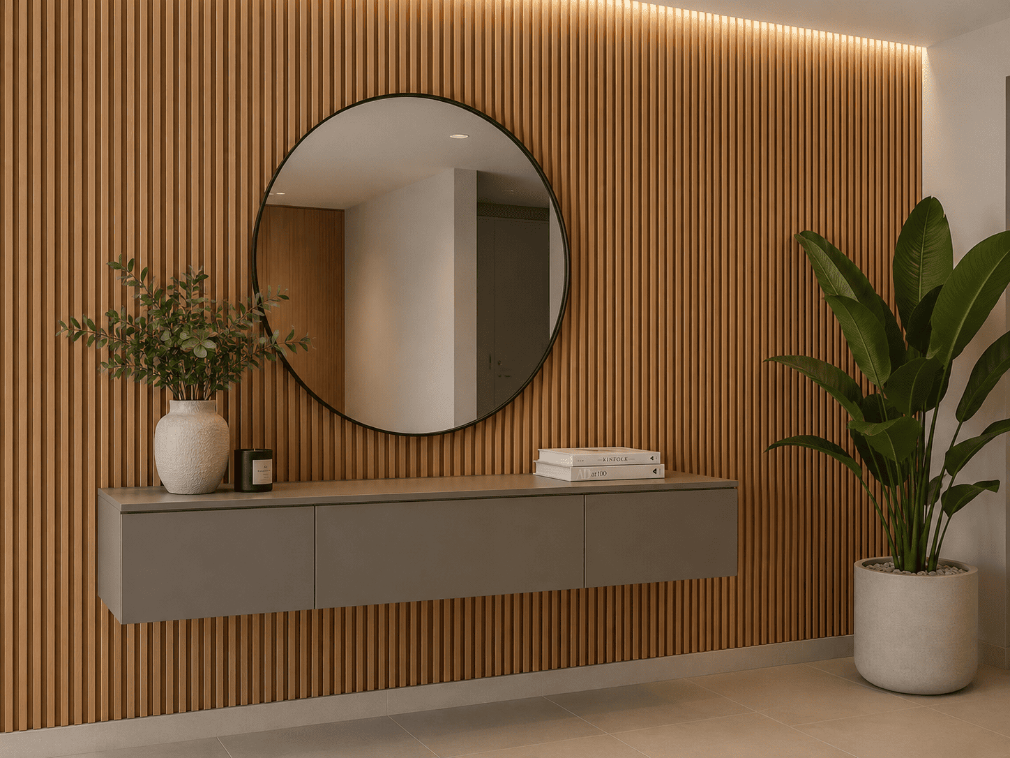 revo surfaces wall panel acanalado caramel con espejo