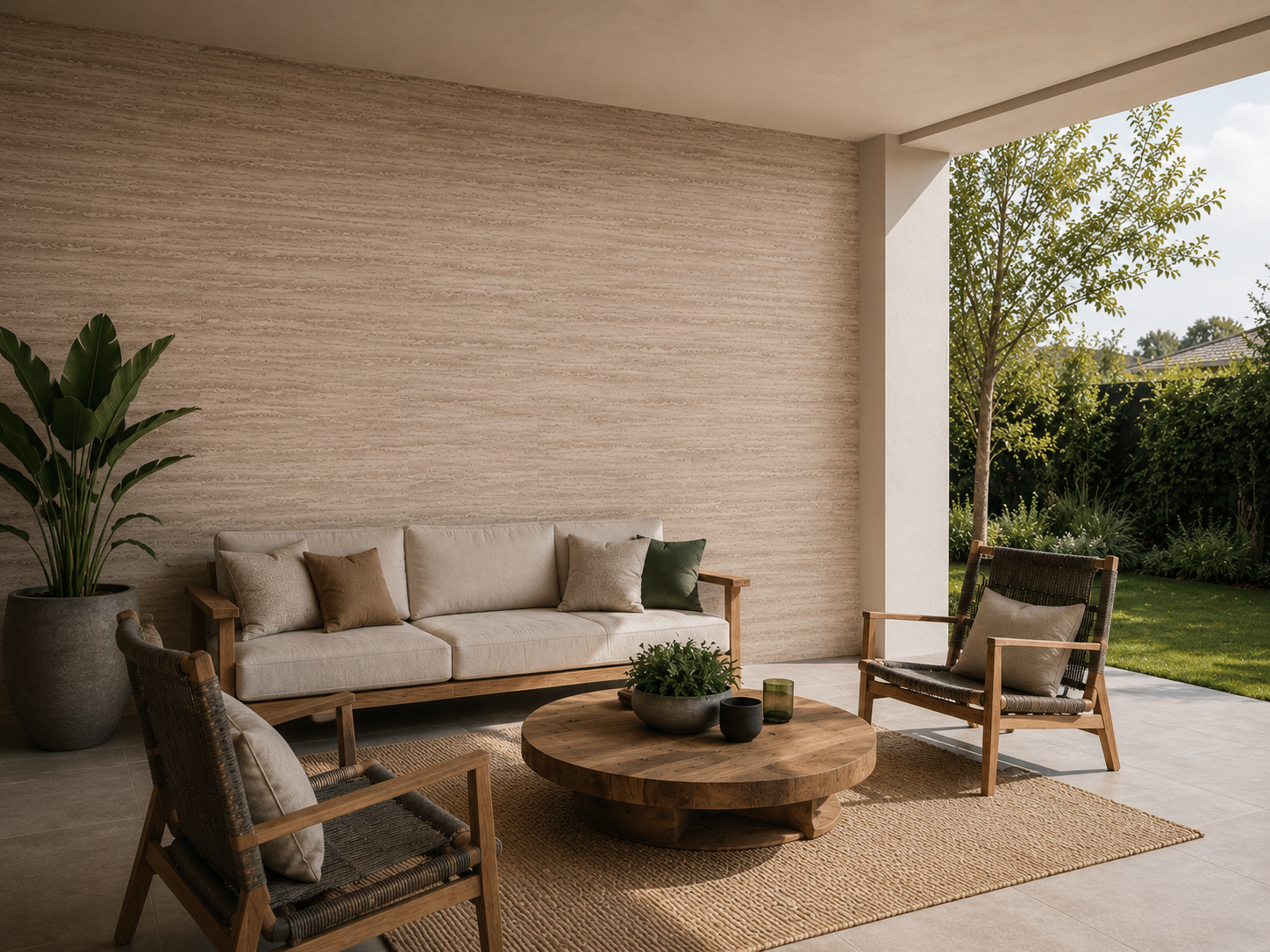 revo surfaces Caja 20 u. Piedra Flex Terra en terraza exterior